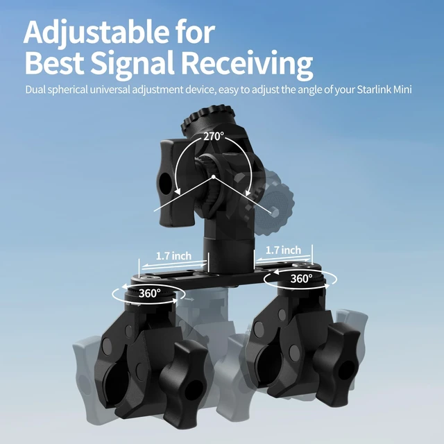 Alt view image 3 of 5 - 2026 Starlink Mini Clamp Mount, RV Ladder Mount for Car/Yart Roof Rack