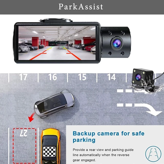 Alt view image 3 of 5 - Dual Dash Cam Front and Rear, 1080P HD Dash Camera Car Driving Recorder with Night Vision, Motion Detection, Parking Monitoring