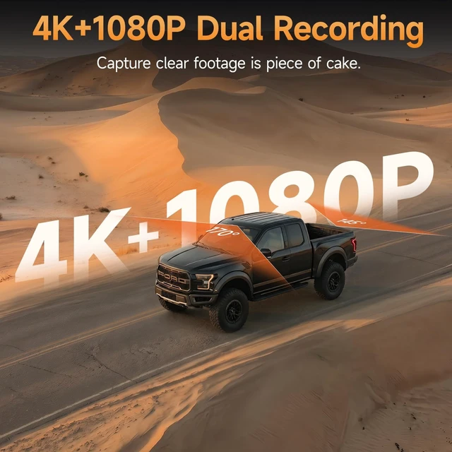 Alt view image 4 of 5 - 4K+1080P Dual Dashcams for Ford F150 2018-2026 F250/F350/F450 2020-2026