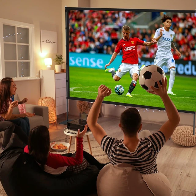 Alt view image 3 of 5 - STWUI Outdoor-Projector-Screen-with-Stand - 120 inch Portable Projector Screen Indoor Outdoor Projector Screens 16:9 4K HD Lightweight Movie Screen with Carry Bag for Backyard Movie Night