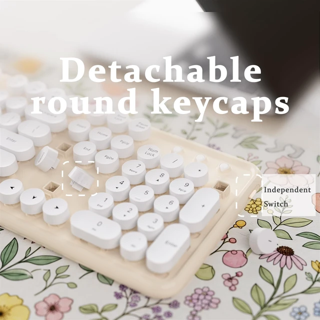 Alt view image 3 of 5 - Cloud-W Colorful Wireless Bluetooth Keyboard (White Milk-Tea)
