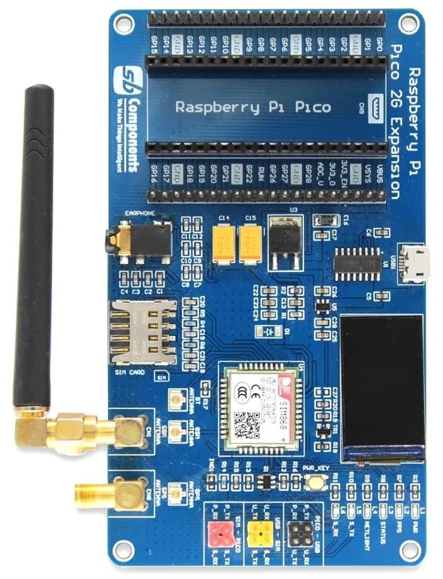 Main image of sb components Raspberry Pi Pico with Pico 2G Expansion Quad-Band GSM/GPRS/GNSS Expansion for Raspberry Pi Pico, Adds Cellular and GPS Support to the Pico
