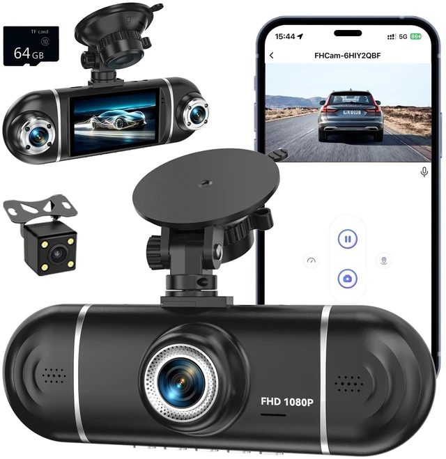 Main image of 4 Channel 1080P Dash Cam Front Rear Left Right, 170 Wide Angle Car Camera with 5GHz WiFi App Control, Super Night Vision, 24H Parking Monitor, G-Sensor, Loop Recording, 64GB SD Card Included