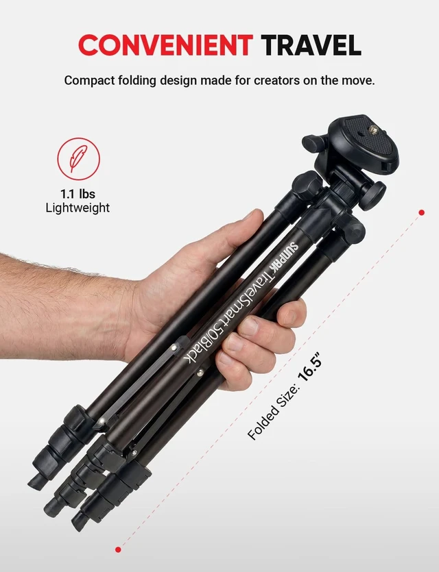 Alt view image 3 of 5 - Sunpak TravelSmart 50 Black 50-Inch Aluminum Travel Tripod with Carry Bag