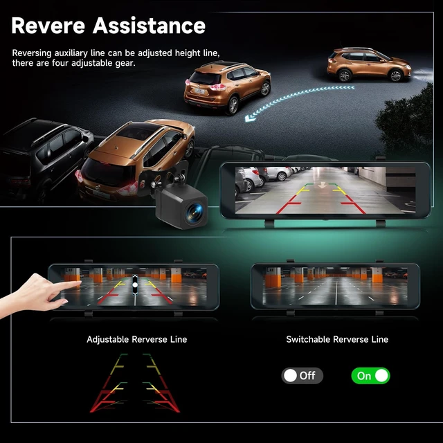 Alt view image 5 of 5 - Driauto 11 Inch 4K Mirror Dash Cam Front and Rear View Mirror Camera with ADAS BSD and LCA, GPS Dash Camera for Car, Rearview Mirror Camera with WiFi G-Sensor Night Vision Loop Recroding+ 64G SD Card