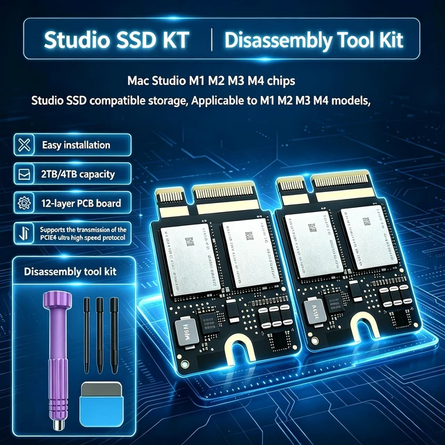 Alt view image 2 of 5 - NURUBRM 2TB Internal SSD Upgrade for Mac Studio M1, NVMe Solid State Drive Replacement with Installation Tools
