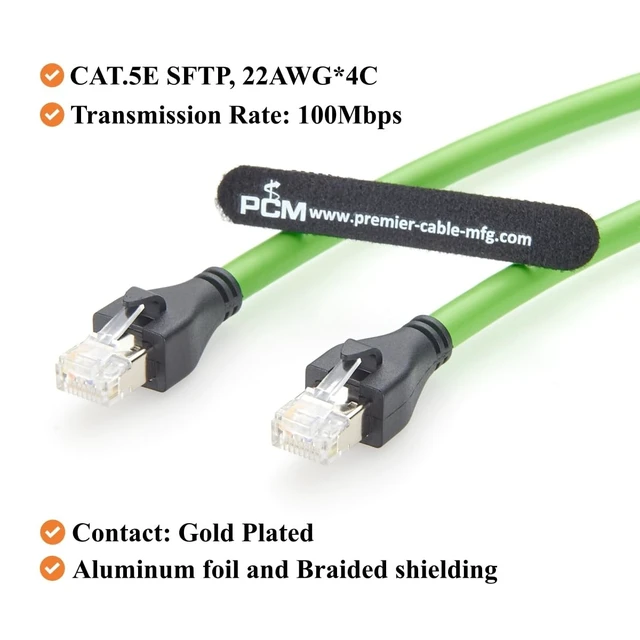 Alt view image 3 of 5 - Plinkwirekb RJ45 Male to Male Industrial Ethernet Cable 100Mbps CAT5e Shielded High Flex Drag Chain Cable for PROFINET, EtherCAT, PLC, Robotics, Machine Vision, Industrial Automation (2M/6.6FT)