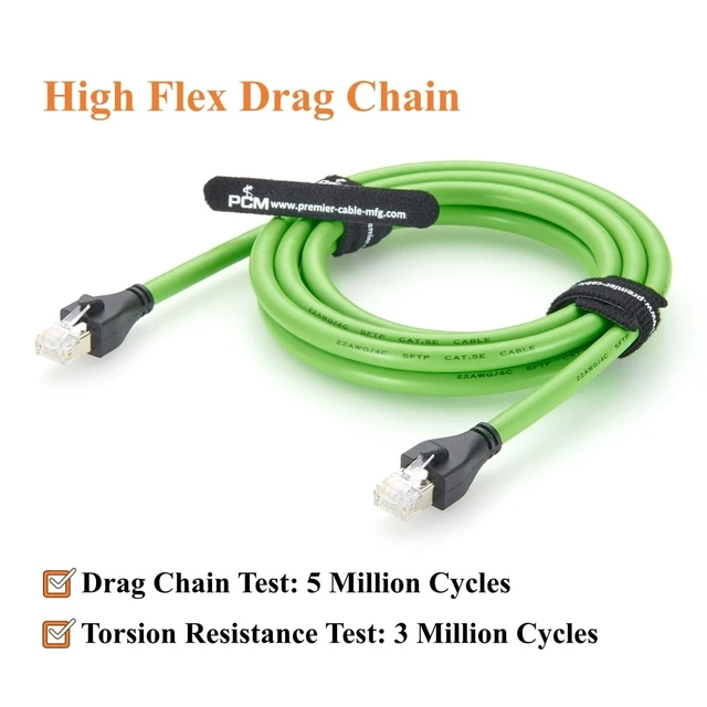 Alt view image 4 of 5 - Plinkwirekb RJ45 Male to Male Industrial Ethernet Cable 100Mbps CAT5e Shielded High Flex Drag Chain Cable for PROFINET, EtherCAT, PLC, Robotics, Machine Vision, Industrial Automation (2M/6.6FT)