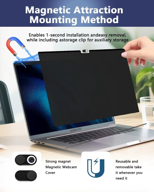 Alt view image 5 of 5 - Magnetic Privacy Screen Protector for MacBook Air 15'' (2023-2026, M2-M5)