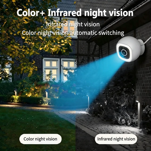 Alt view image 5 of 5 - Smart Indoor/Outdoor WiFi Home Security Camera 2K 3MP, Removable Magnetic Head, 360 Adjustable Webcam/Monitor w/ Full-color Night Vision & Phone App Alerts, IP66-rated Waterproof, 2 Way Audio
