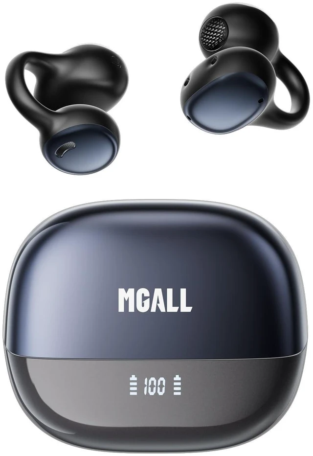 Main image of PAXA 2026 Open Ear Clip On Earbuds with LED Display, MGC11 Gray