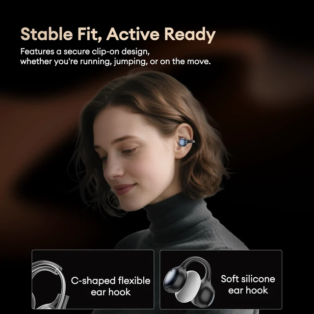 Alt view image 4 of 5 - PAXA 2026 Open Ear Clip On Earbuds with LED Display, MGC11 Gray