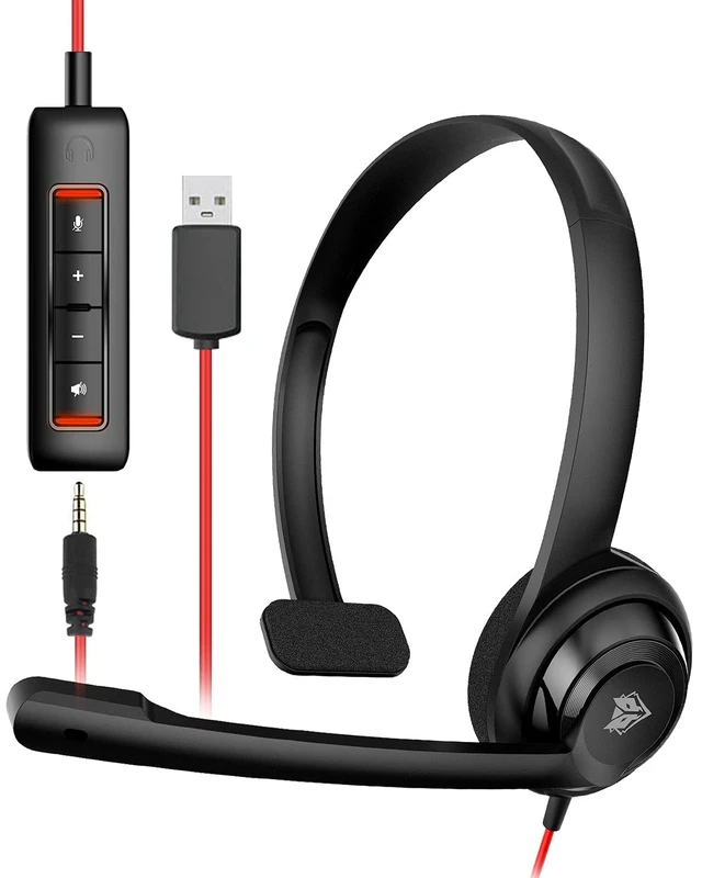 Alt view image 2 of 5 - NUBWO HW02 USB Headset with Microphone Noise Cancelling & in-line Control