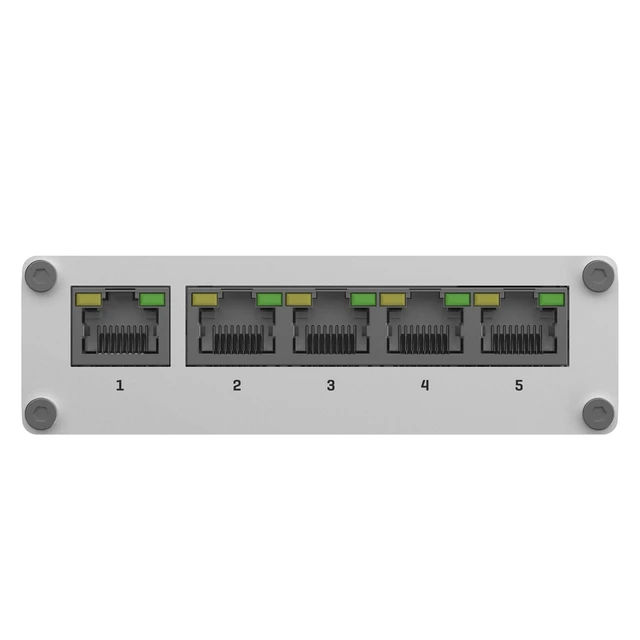 Alt view image 5 of 5 - Teltonika TSW110000010 - TSW110 Industrial L2 Unmanaged Switch, 10/100/1000 Mbps Ethernet Ports, Aluminum Housing, 10 Gbps Bandwidth - with DC Power Cable