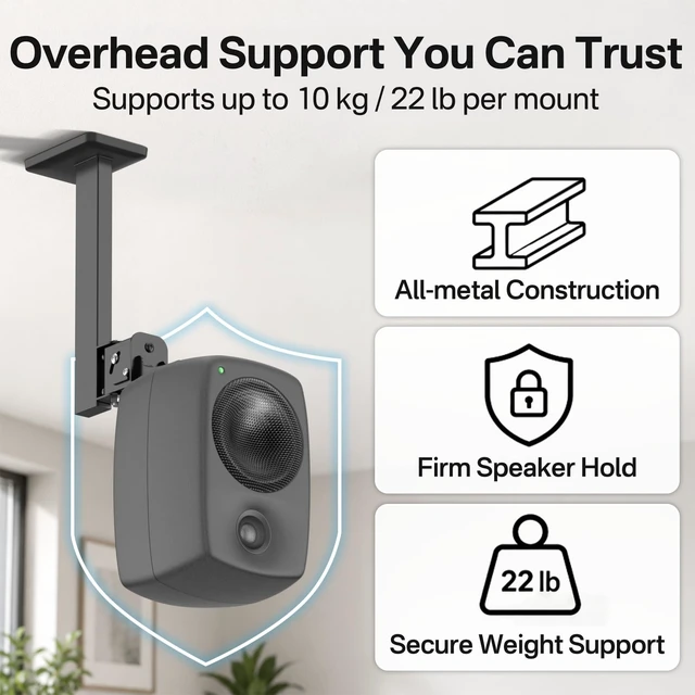 Alt view image 5 of 5 - Ceiling Speaker Mounts Pair for Genelec 8010/8020/8030 Studio Monitor Mount