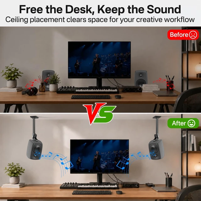 Alt view image 4 of 5 - Ceiling Speaker Mounts Pair for Genelec 8010/8020/8030 Studio Monitor Mount