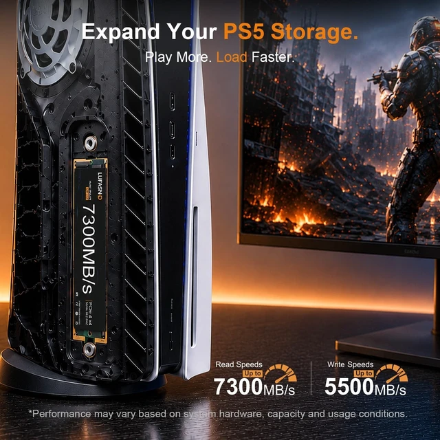 Alt view image 2 of 5 - Lufasnd 1TB NVMe SSD M.2 2280 PCIe Gen4 for PS5 Expansion 7300MB/s