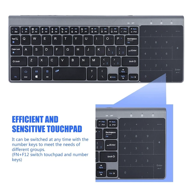 Alt view image 2 of 5 - SUNGOOYUE Mini Keyboard, Portable Slim 2.4Ghz Wire Less Keyboard Handheld with Touchpad for PC/Notebook/TV Box - MC-41AG, 1200 DPI, Black