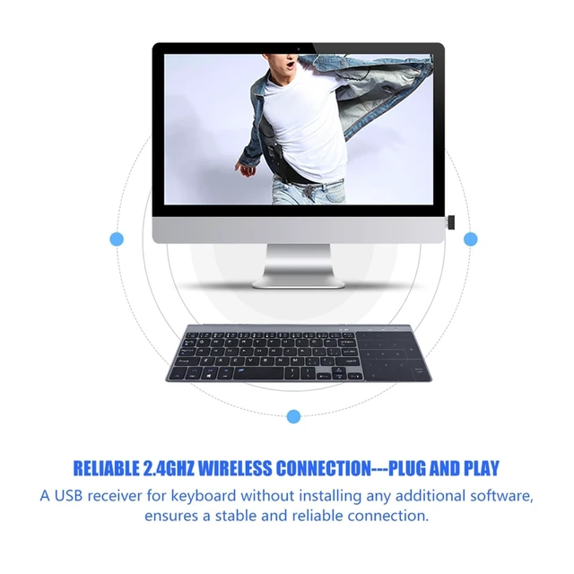 Alt view image 5 of 5 - SUNGOOYUE Mini Keyboard, Portable Slim 2.4Ghz Wire Less Keyboard Handheld with Touchpad for PC/Notebook/TV Box - MC-41AG, 1200 DPI, Black