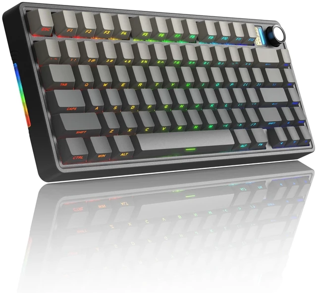 Main image of 7KEYS 75% Retro Wireless Mechanical Keyboard with Knob, Linear Switch(Gray)