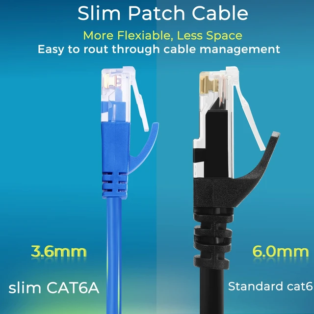 Alt view image 3 of 5 - Rapink Patch Cables Cat6a 35ft (10 Pack) Slim, Cat6a Ethernet Patch Cable 10G Support, Snagless Cat 6 Patch Cable for Patch Panel to Switch, Flexiable Cat 6a Ethernet Cable with Gold Plated