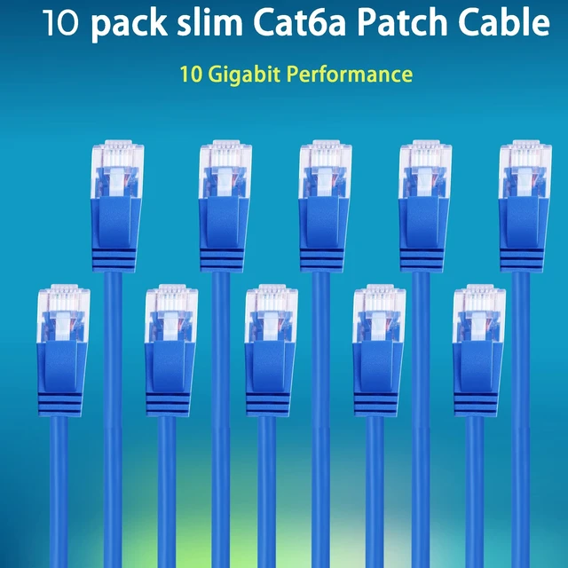 Alt view image 5 of 5 - Rapink Patch Cables Cat6a 35ft (10 Pack) Slim, Cat6a Ethernet Patch Cable 10G Support, Snagless Cat 6 Patch Cable for Patch Panel to Switch, Flexiable Cat 6a Ethernet Cable with Gold Plated
