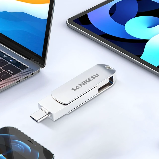 Alt view image 3 of 5 - SANKESU 128GB Type C Flash Drive,3.1 USB C up to 120MB/s OTG Thumb Drive with Type A and C Dual Ports for Android Phone/PC/Laptop/Mac(Silver)