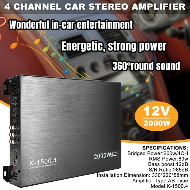 Alt view image 2 of 5 - YaeCCC 2000W 4 Channel Amplifier Car Audio Car Amplifiers Subwoofer Amplifier