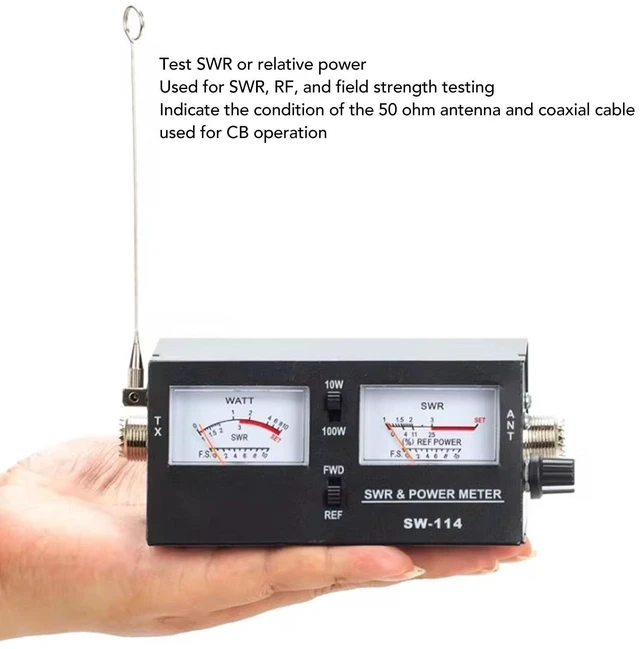 Alt view image 3 of 5 - SW 114 SWR Power Meter, SWR Tester CB 27 to 30MHz Field Strength Meter for CB Radio Antenna
