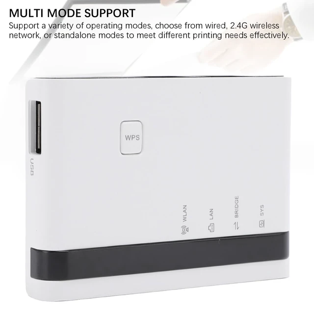 Alt view image 4 of 5 - Glaeptio USB Print Server, 10/100Mbps LAN Bridge Sharing 4 Printers Wireless Wired Standalone Modes with Web Interface Management, for Wins OS Systems (US Plug)