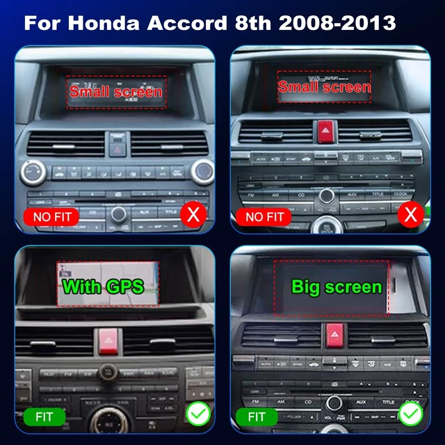 Alt view image 2 of 5 - 4+64G 5GWiFi Upgrade Car Stereo for Honda Accord 2008-2012 8th Gen, 10" Touch Screen Radio, Wireless Carplay Android Auto GPS FM Bluetooth DSP Camera, Only Fit for Original Car with Big Screen