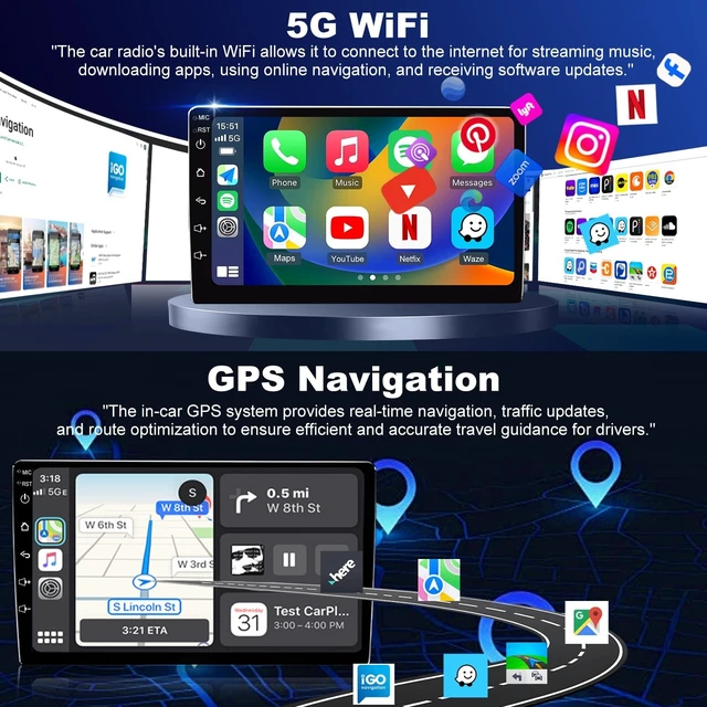 Alt view image 4 of 5 - 4+64G 5GWiFi Upgrade Car Stereo for Honda Accord 2008-2012 8th Gen, 10" Touch Screen Radio, Wireless Carplay Android Auto GPS FM Bluetooth DSP Camera, Only Fit for Original Car with Big Screen