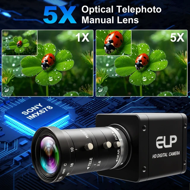 Alt view image 4 of 5 - IFWATER 4K USB3.0 HDMI Industrial Camera,60fps H.264 High Speed with 10-55mm 5X Manual Zoom Lens Lightburn Camera,USB HDMI Simultaneous Output Plug&Play for TV Projector Video Conferencing Streaming