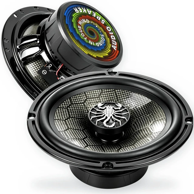 Main image of TANVSO CarbonForce 6.5 Speakers, 1000W Peak 4 Ohm 6.5 Inch Car Speakers, 6-1/2 2-Way Coaxial Door Speakers with Honeycomb-Weave Carbon Fiber Cone, N48 Tweeter for Car & Truck, 2 Pack