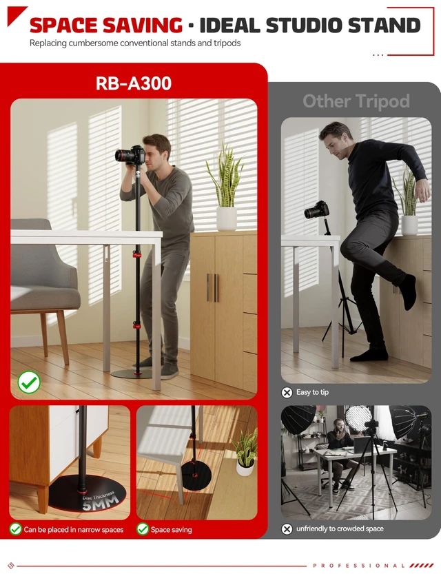 Alt view image 4 of 5 - IFOOTAGE A300 Round Base Monopod Light Stand 60" 2 Pack