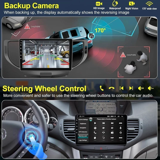 Alt view image 4 of 5 - 8core 4G+64G Car Stereo for Acura TSX 2009-2014/Honda Spirior 2009-2013, 9 Inch Android 13 Touch Screen Acura Radio with Wireless CarPlay, Android Auto, GPS Navi, 5G WiFi, Bluetooth 5.2, SWC,FM