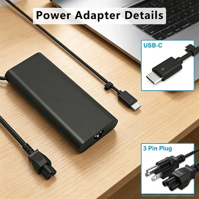 Alt view image 3 of 5 - MiliPow 130W USB-C Charger for Dell XPS 15/17, Precision 5550 5560 5570 5750 5760 5770, Latitude 7410 7310 5420 5520, Type C Power Adapter Replacement for DA130PM170 HA130PM170