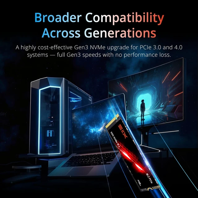 Alt view image 4 of 5 - SIX X4000 PRO 512GB M.2 2280 SSD PCIe Gen3x4 NVME SSD Solid State Drive - Up to 3300MB/s Read Speed