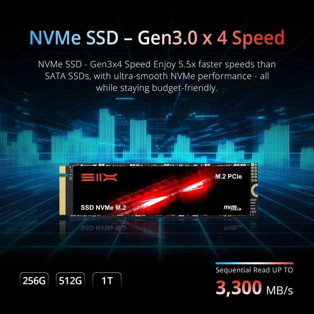 Alt view image 3 of 5 - SIX X4000 PRO 512GB M.2 2280 SSD PCIe Gen3x4 NVME SSD Solid State Drive - Up to 3300MB/s Read Speed