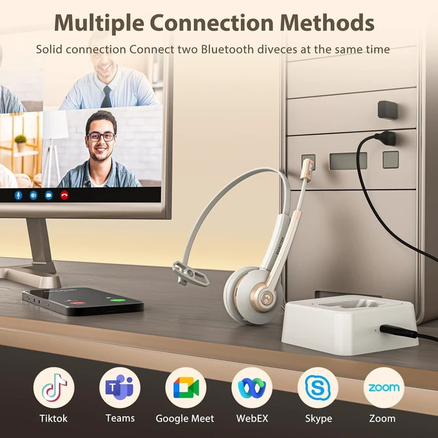 Alt view image 5 of 5 - Vonztek Bluetooth Headset with Microphone