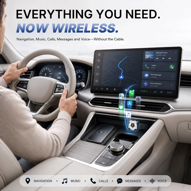 Alt view image 3 of 5 - BSUBSU 2-in-1 Wireless CarPlay Adapter for Apple CarPlay & Android Auto