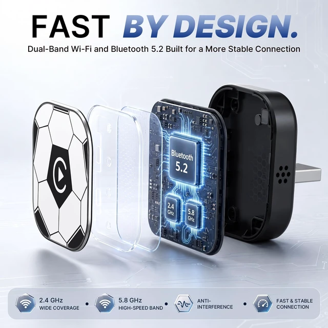 Alt view image 4 of 5 - BSUBSU 2-in-1 Wireless CarPlay Adapter for Apple CarPlay & Android Auto