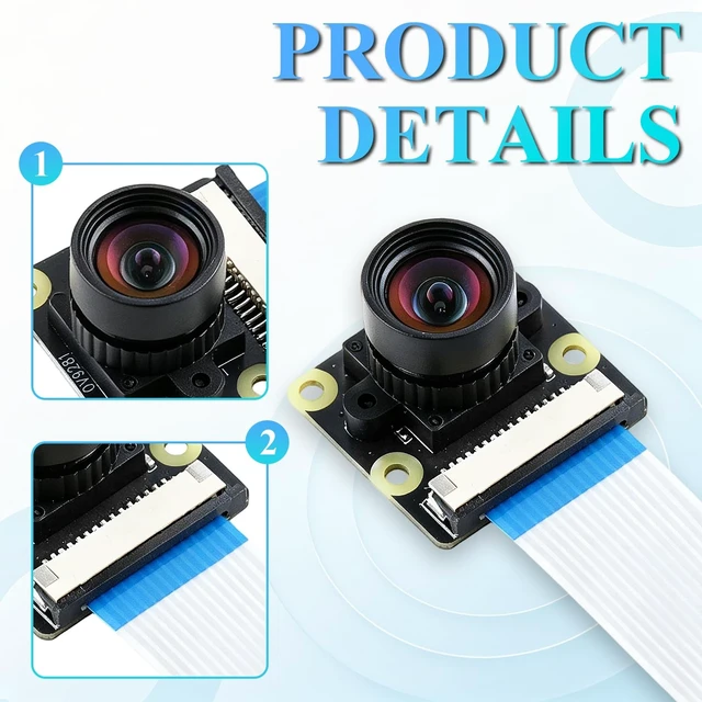 Alt view image 2 of 5 - 2PCS 120fps Monochrome Global Shutter Camera Module, 1MP OV9281 Sensor with 120 Wide-Angle Lens, Compatible with Raspberry Pi 5 / 4B / 3B+ / 3B / Zero