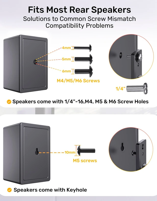 Alt view image 2 of 5 - Universal Wall Mount Bracket for Rear and Surround Sound Speakers, 2 Pack