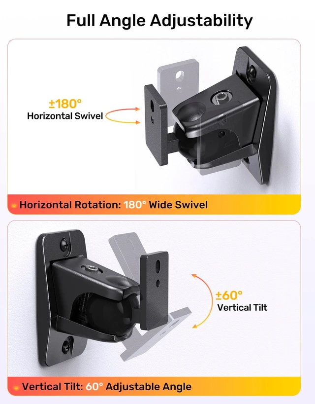 Alt view image 4 of 5 - Universal Wall Mount Bracket for Rear and Surround Sound Speakers, 2 Pack