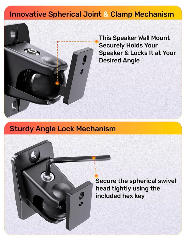 Alt view image 5 of 5 - Universal Wall Mount Bracket for Rear and Surround Sound Speakers, 2 Pack