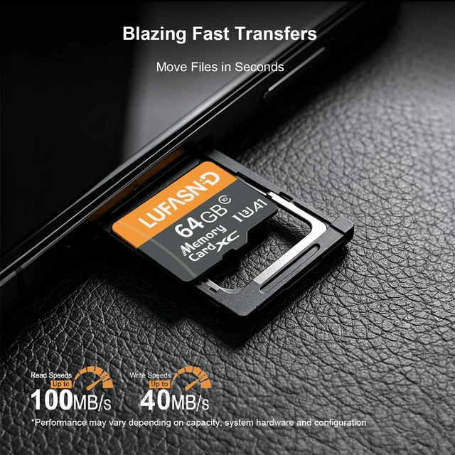 Alt view image 2 of 5 - Lufasnd 2-Pack 64GB Micro SD Card with Adapter, High Speed U3 C10 V30 SDXC Memory Card Up to 100MB/s, 4K Video Recording for GoPro, Smartphone, Camera, Tablet, Dash Cam