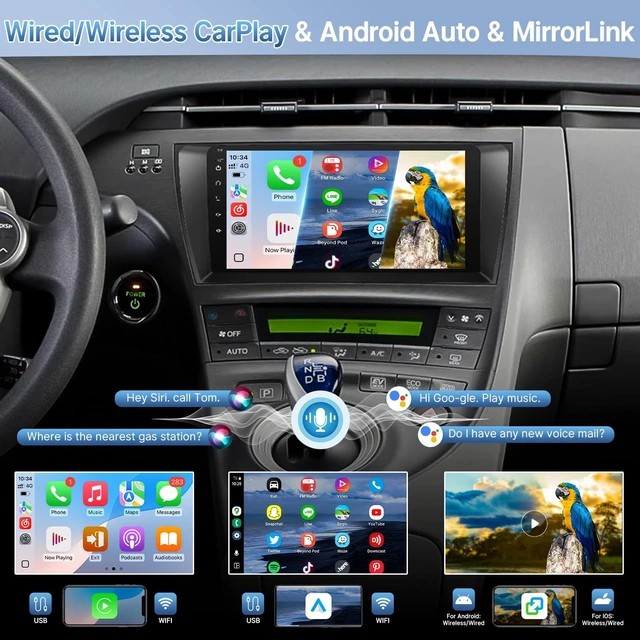 Alt view image 3 of 5 - Leadfan Car Stereo for Toyota Prius 2010 2011 2012 2013 2014 2015, with Carplay Android Auto,9 inch Screen Bluetooth/GPS/SWC/AHD Camera (Fit Big Screen Without J.B.L Audio System)