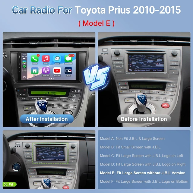 Alt view image 2 of 5 - Leadfan Car Stereo for Toyota Prius 2010 2011 2012 2013 2014 2015, with Carplay Android Auto,9 inch Screen Bluetooth/GPS/SWC/AHD Camera (Fit Big Screen Without J.B.L Audio System)
