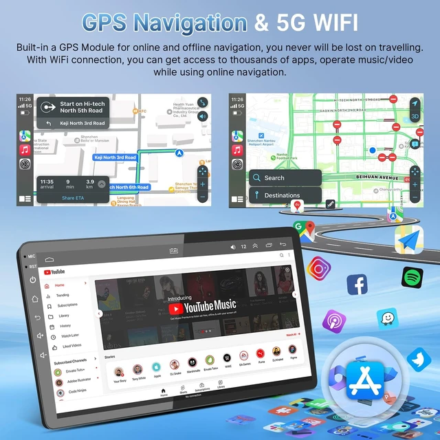 Alt view image 4 of 5 - Leadfan Car Stereo for Toyota Prius 2010 2011 2012 2013 2014 2015, with Carplay Android Auto,9 inch Screen Bluetooth/GPS/SWC/AHD Camera (Fit Big Screen Without J.B.L Audio System)